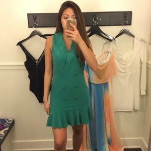 Green mini ruffled dress
